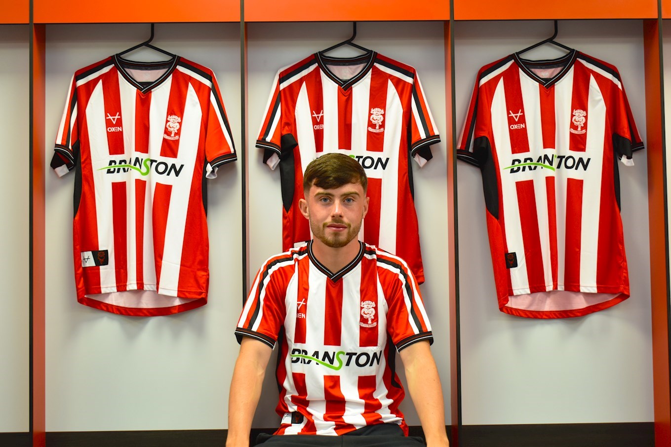 Sean Roughan in the Lincoln City dressing room
